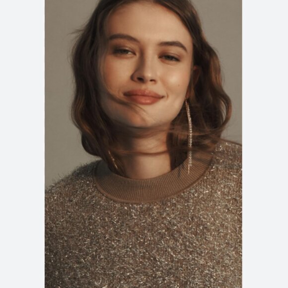 Brand New The Violetta Short-Sleeve Tinsel Sweater by Maeve - Picture 3 of 13